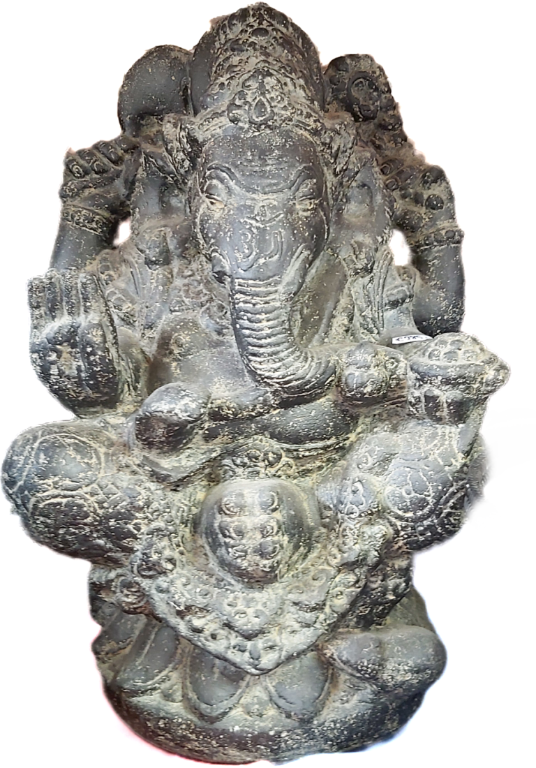 Steinfigur von Ganesha, dem elefantenköpfigen Gott der Weisheit und des Wohlstands.