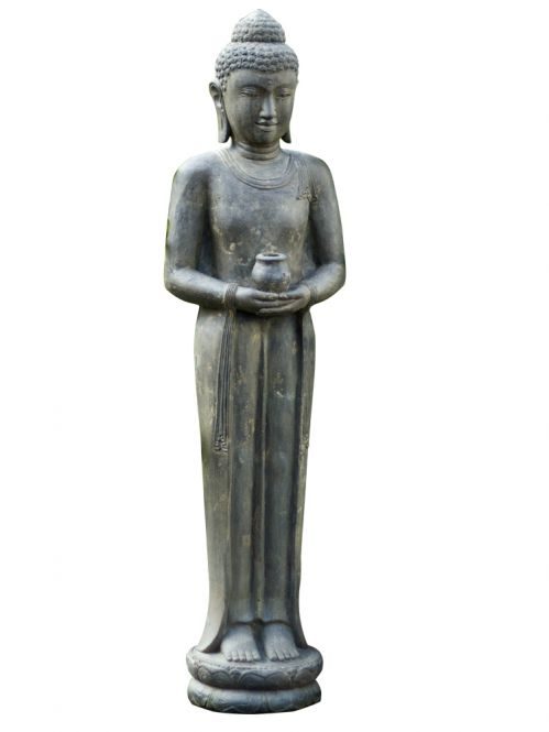 Buddhistische Statue eines stehenden Buddhas mit 200 cm Höhe.