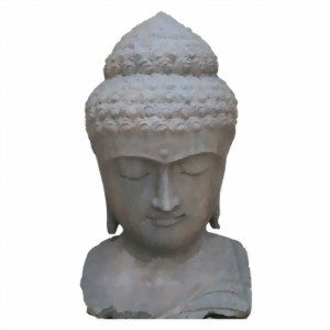 Buddha-Büste mit geschlossenen Augen und detaillierter Frisur.