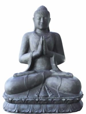 Sitzende Buddha-Statue mit gefalteten Händen in der Begrüßungsstellung