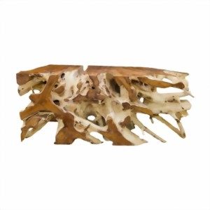 Ein einzigartiger Tisch aus Holz mit organischen, verwobenen Formen.